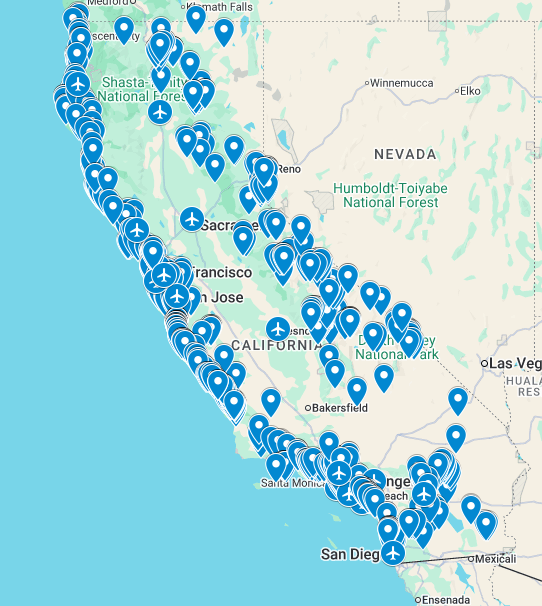 My California Map (800+ pins on Google Maps)