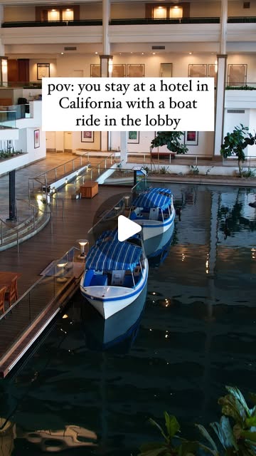 The resort with a boat ride in the lobby